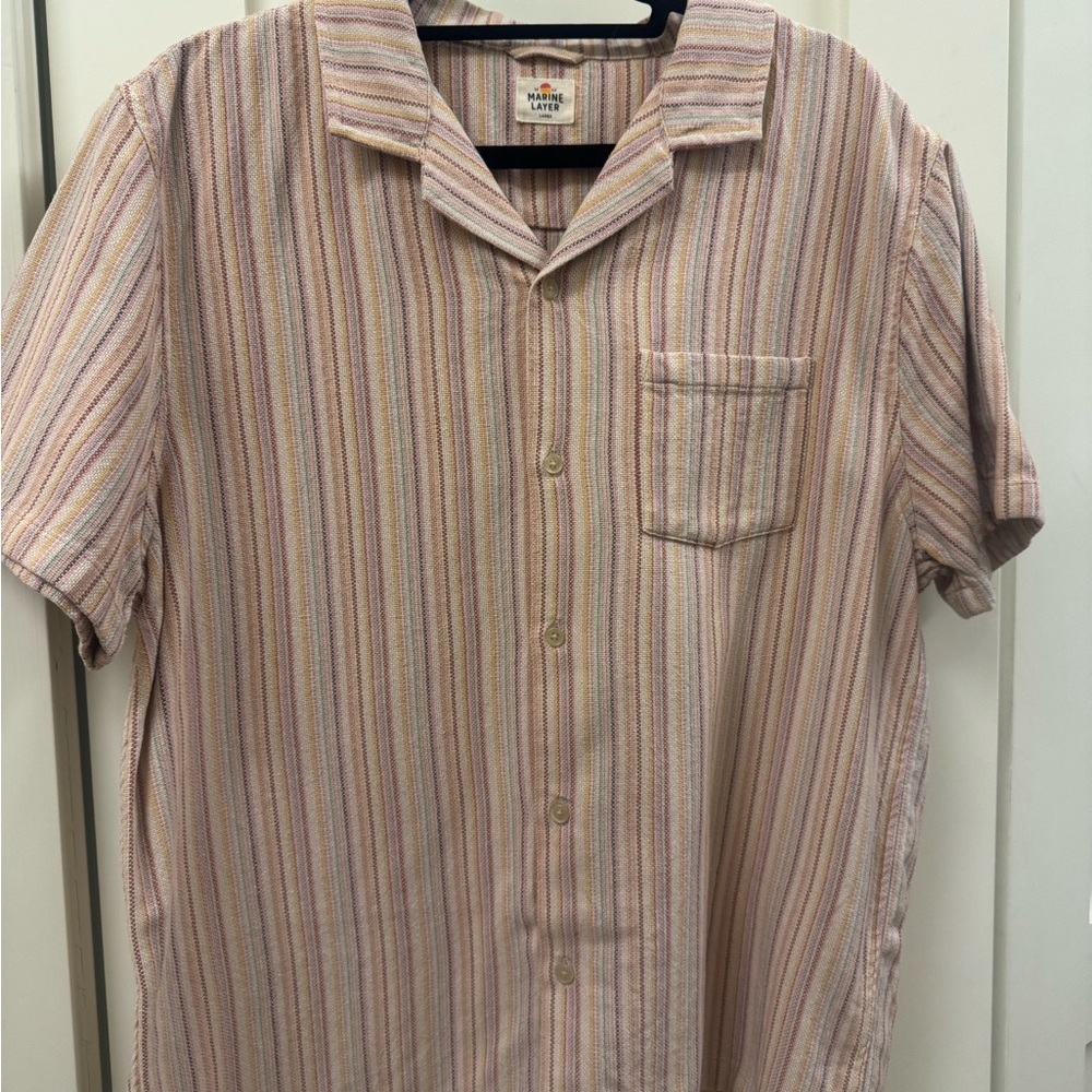 Marine Layer Caleb Resort Shirt in warm Multi-striped